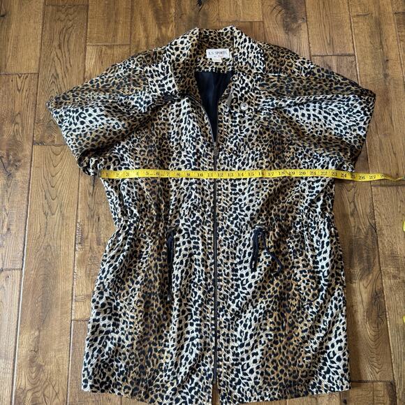 VTG L S Sports Cinch Waist Utility Jacket Womens OS Cheetah Print 100% Polyester - Picture 5 of 6